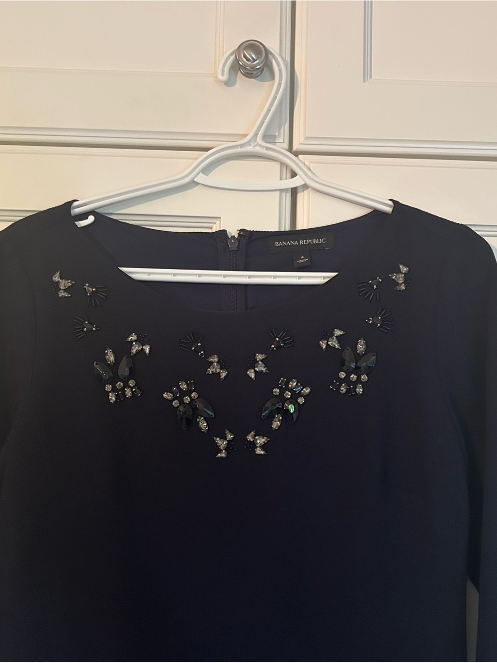 Banana Republic Navy Jeweled Neckline Dress
